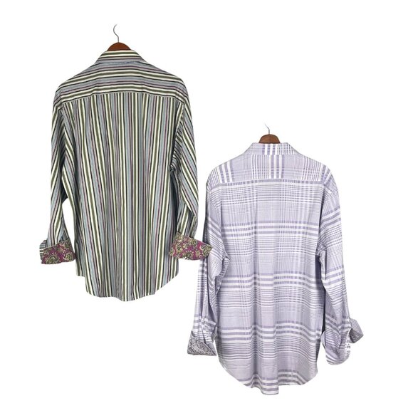 Robert Graham Button Up Long Sleeve Flip Cuff Shirts Lot of 2 Mens Sz. XL - Picture 2 of 9
